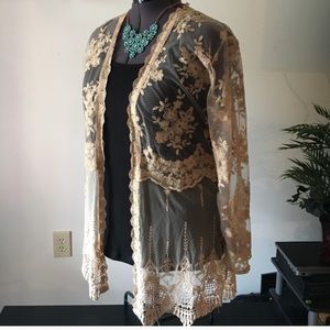 Cream lace kimono plus size